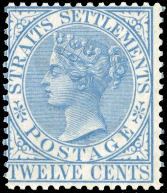 Malaya Straits Settlements SG 15 Unmounted Mint 1867-72 12c blue watermark Crown CC