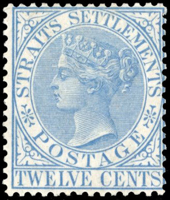 Malaya Straits Settlements SG 15 Mint 1867-72 12c blue watermark Crown CC