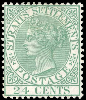 Malaya Straits Settlements SG 16 Mint 1867-72 24c blue-green watermark Crown CC