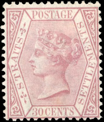 Malaya Straits Settlements SG 17 Mint 1867-72 30c claret watermark Crown CC