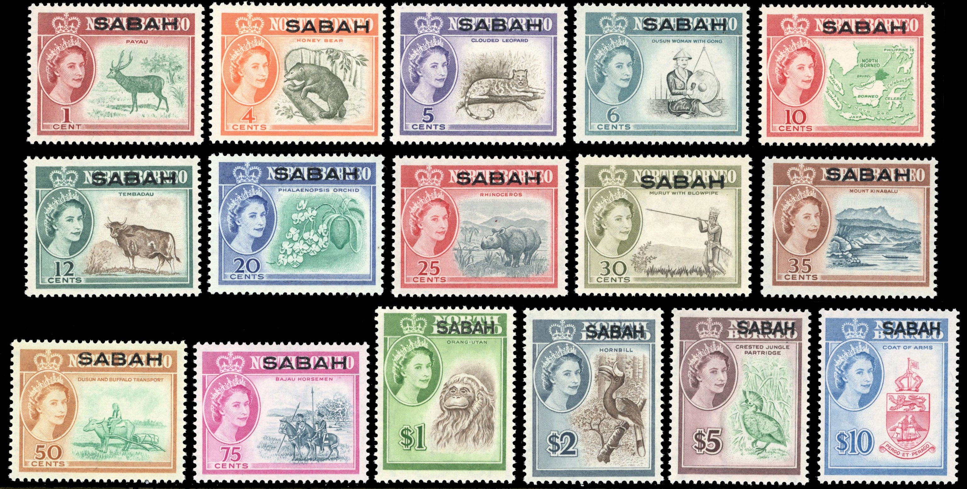 Malaya Sabah SG 408/23 Unmounted Mint 1964-65 Birds set of 16