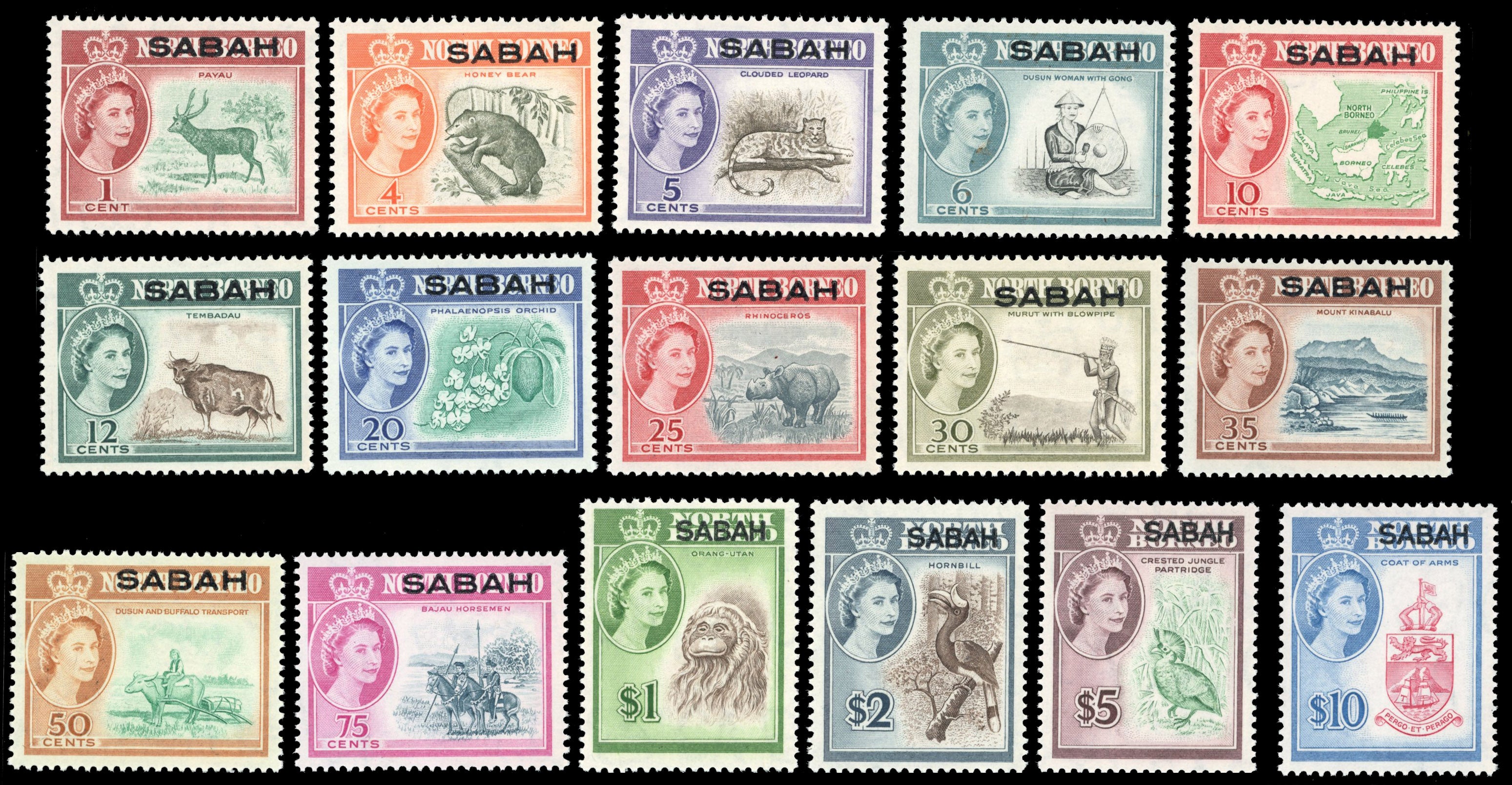 Malaya Sabah SG 408/23 Unmounted Mint 1964-65 Birds set of 16