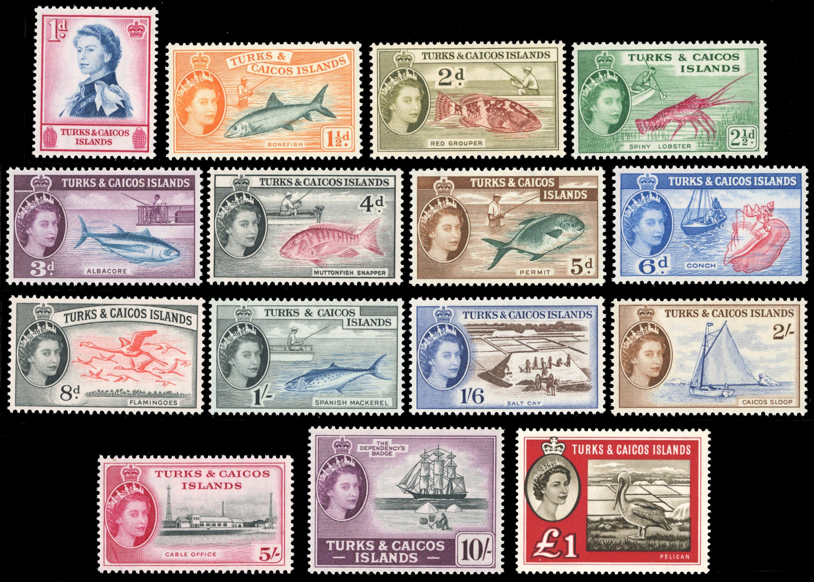 Turks & Caicos Islands SG 237/50, 253 Unmounted Mint 1957-60 set of 15