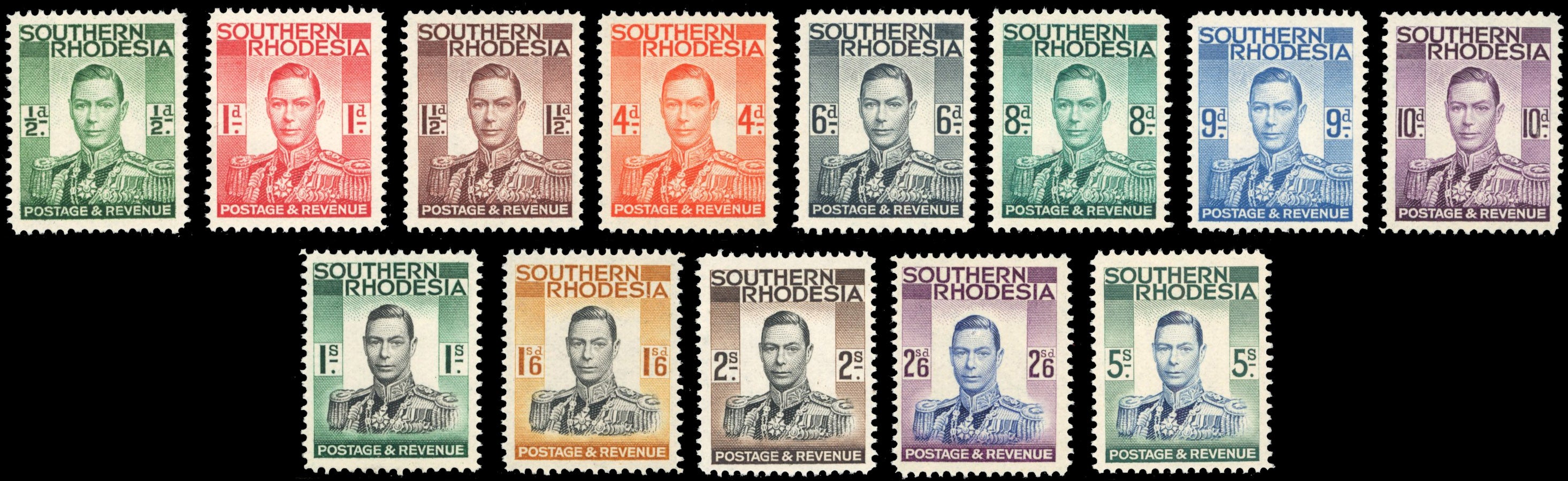 Southern Rhodesia SG 40/52 Unmounted Mint 1937 KGVI set of 13