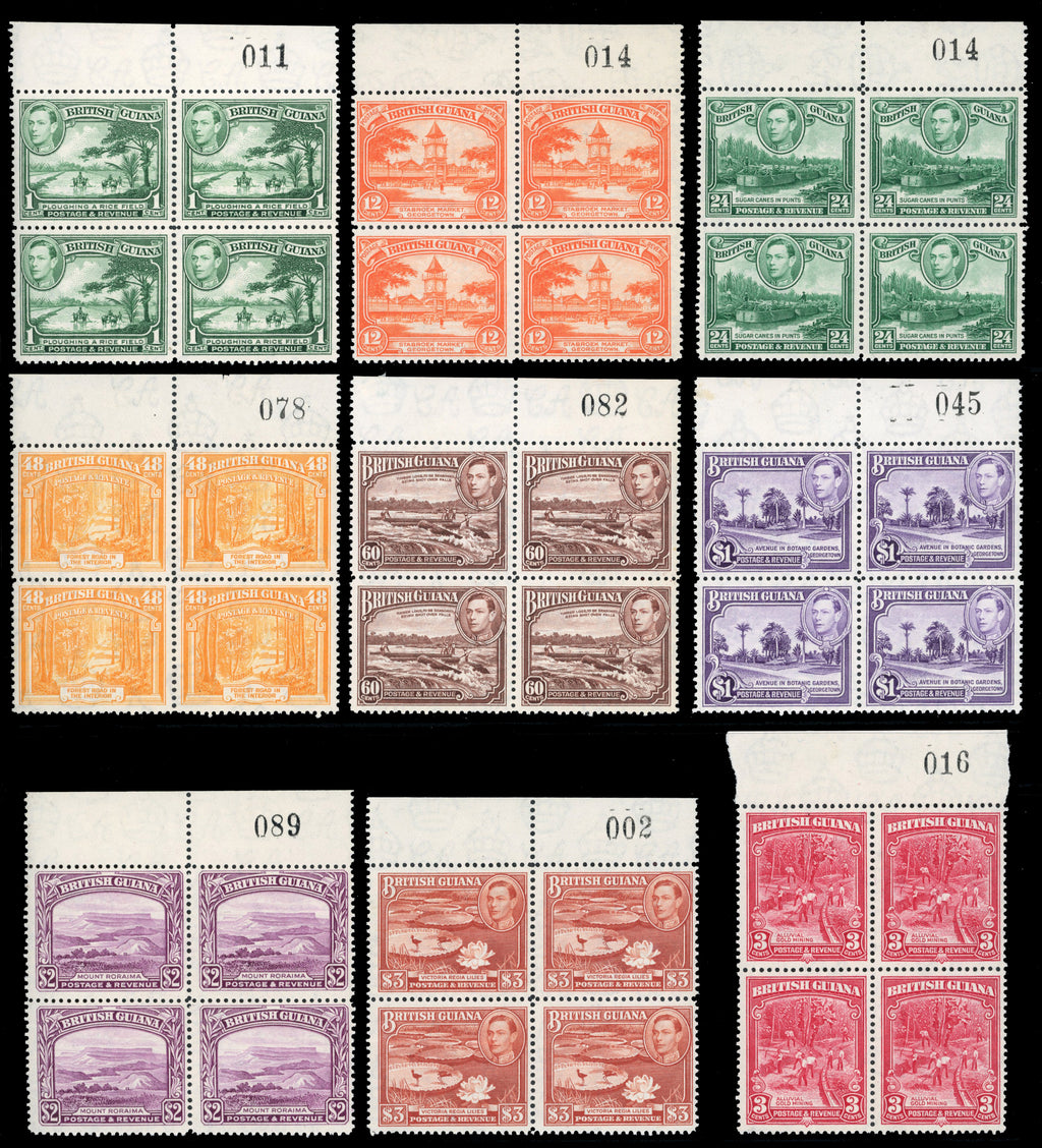 British Guiana SG 308a/19, 290, 293 Mint 1938-51 set to $3 with sheet number