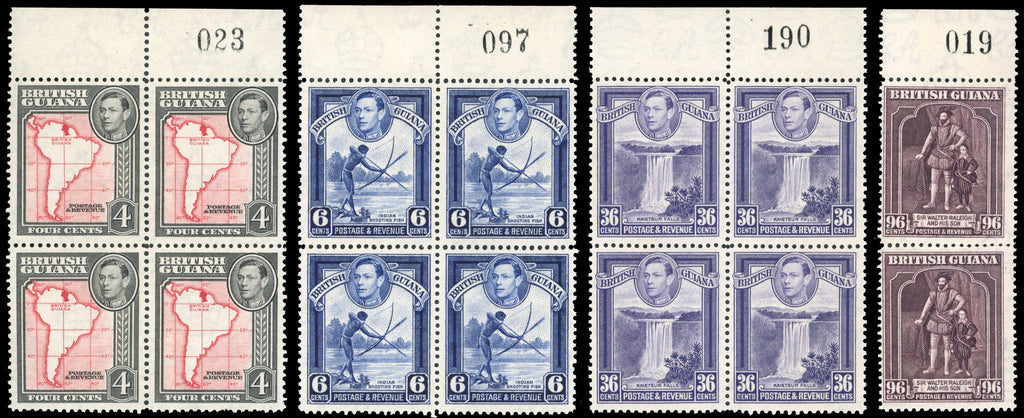 British Guiana SG 308a/19, 290, 293 Mint 1938-51 set to $3 with sheet number