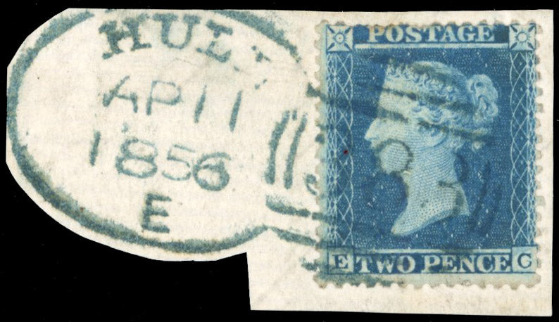 Great Britain SG 34 plate 5 Used 1854-57 2d blue with Hull 383 spoon duplex in blue