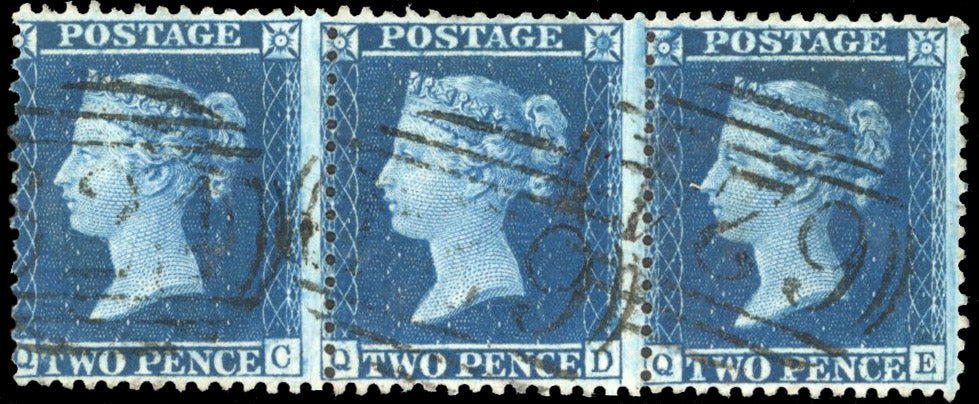 Great Britain SG 35 plate 6 Used 1854-57 2d blue with QE re-entry