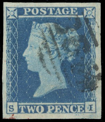 Great Britain SG 14 plate 4 Used 1841-51 2d blue with Manchester 498 numeral