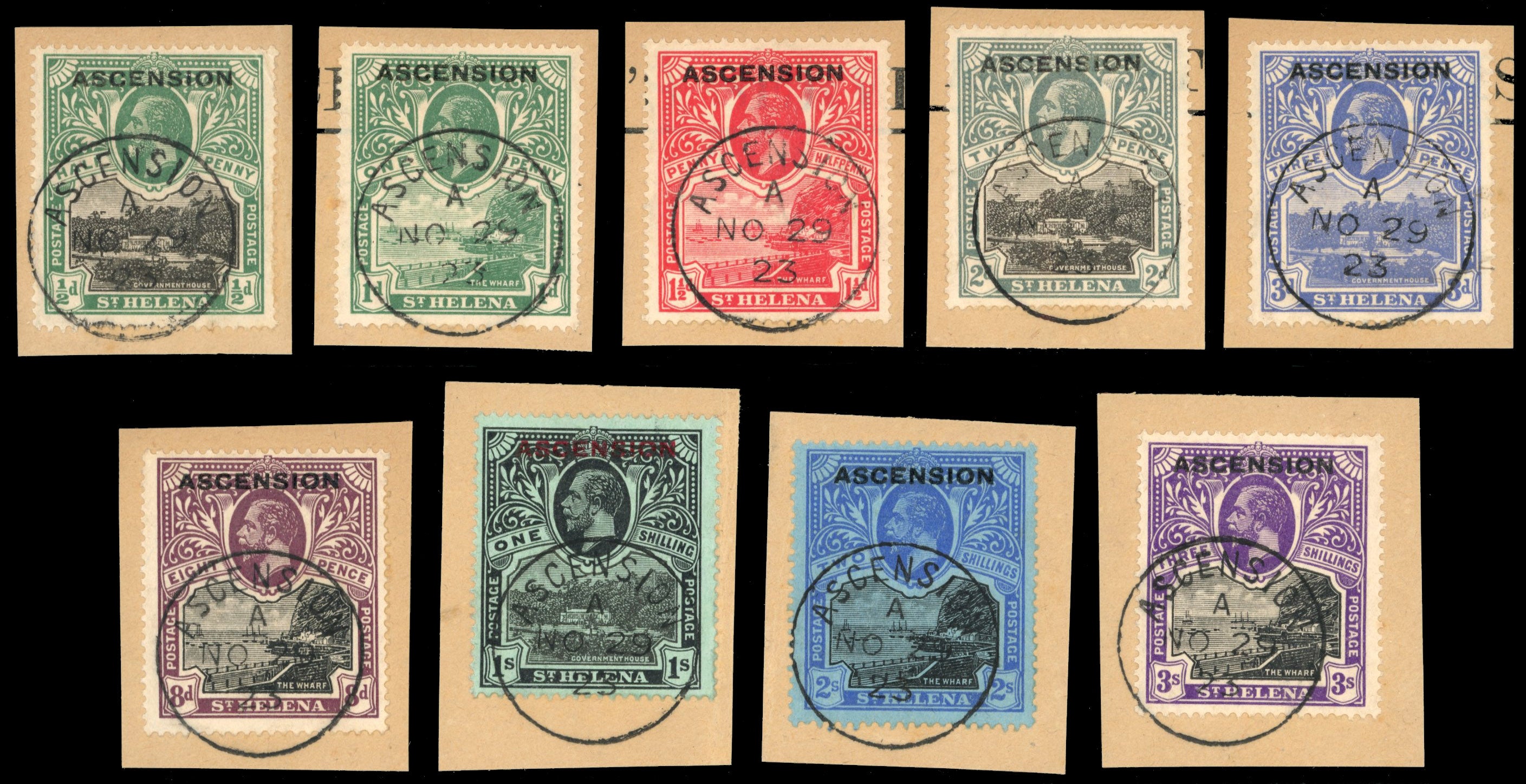 Ascension SG 1/9 Used 1922 set of 9