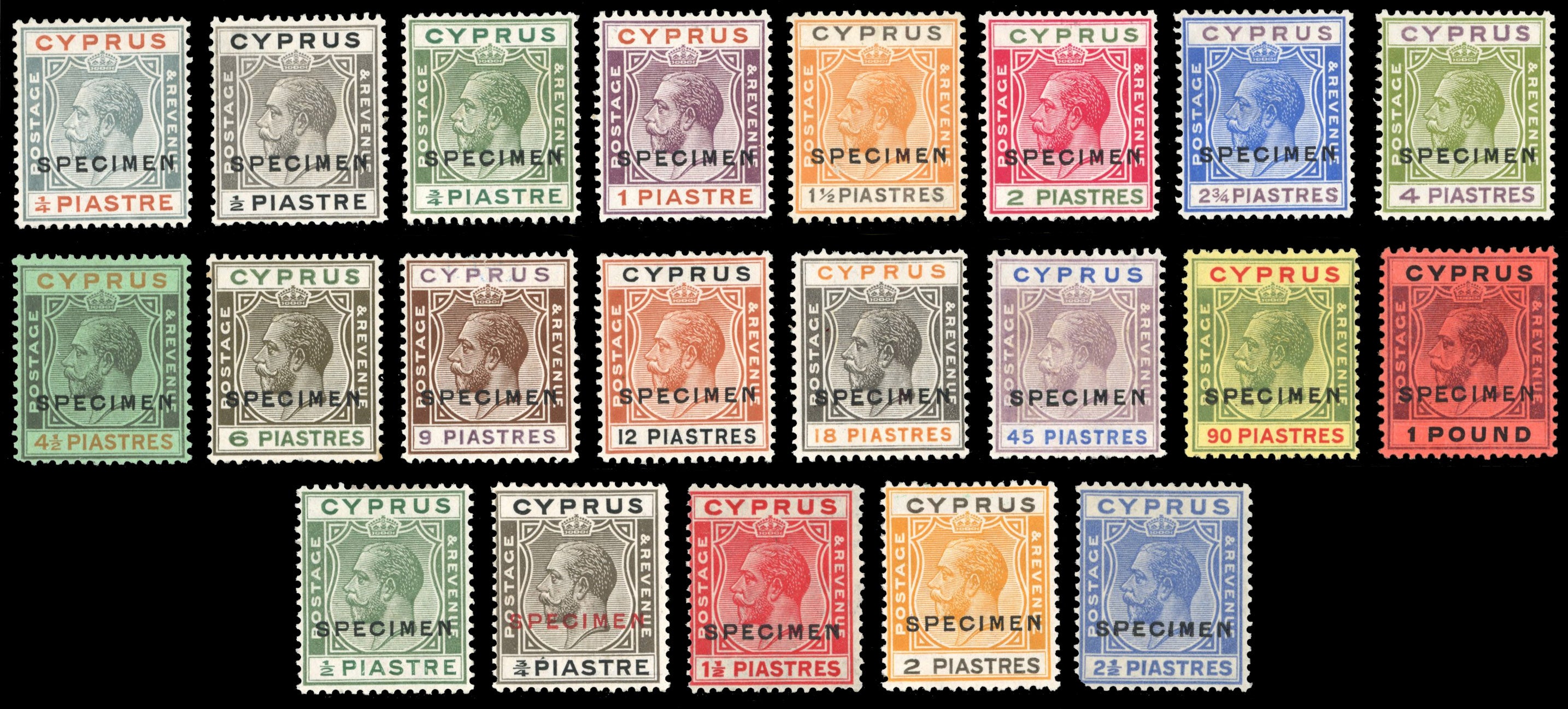 Cyprus SG 102s/122s Unmounted Mint 1924-28 set of 21 overprinted specimen