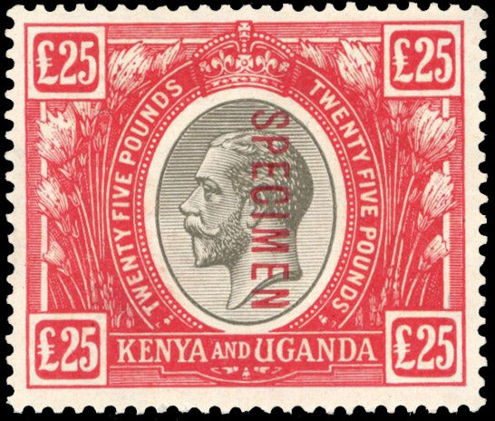 KUT SG 102s Unmounted Mint 1922-27 £25 black and red overprinted specimen