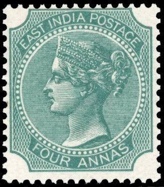 India SG 70 Unmounted Mint 1866-78 4a deep green die I
