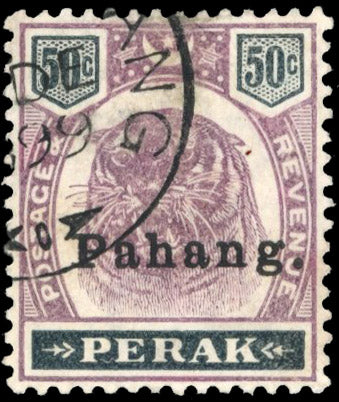Malaya Pahang SG 21 Used 1898 dull purple and greenish black
