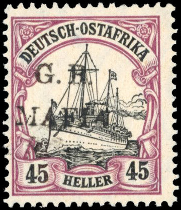 Tanganyika Mafia Island SG M7A Mint 1915 45h black and mauve overprint in black