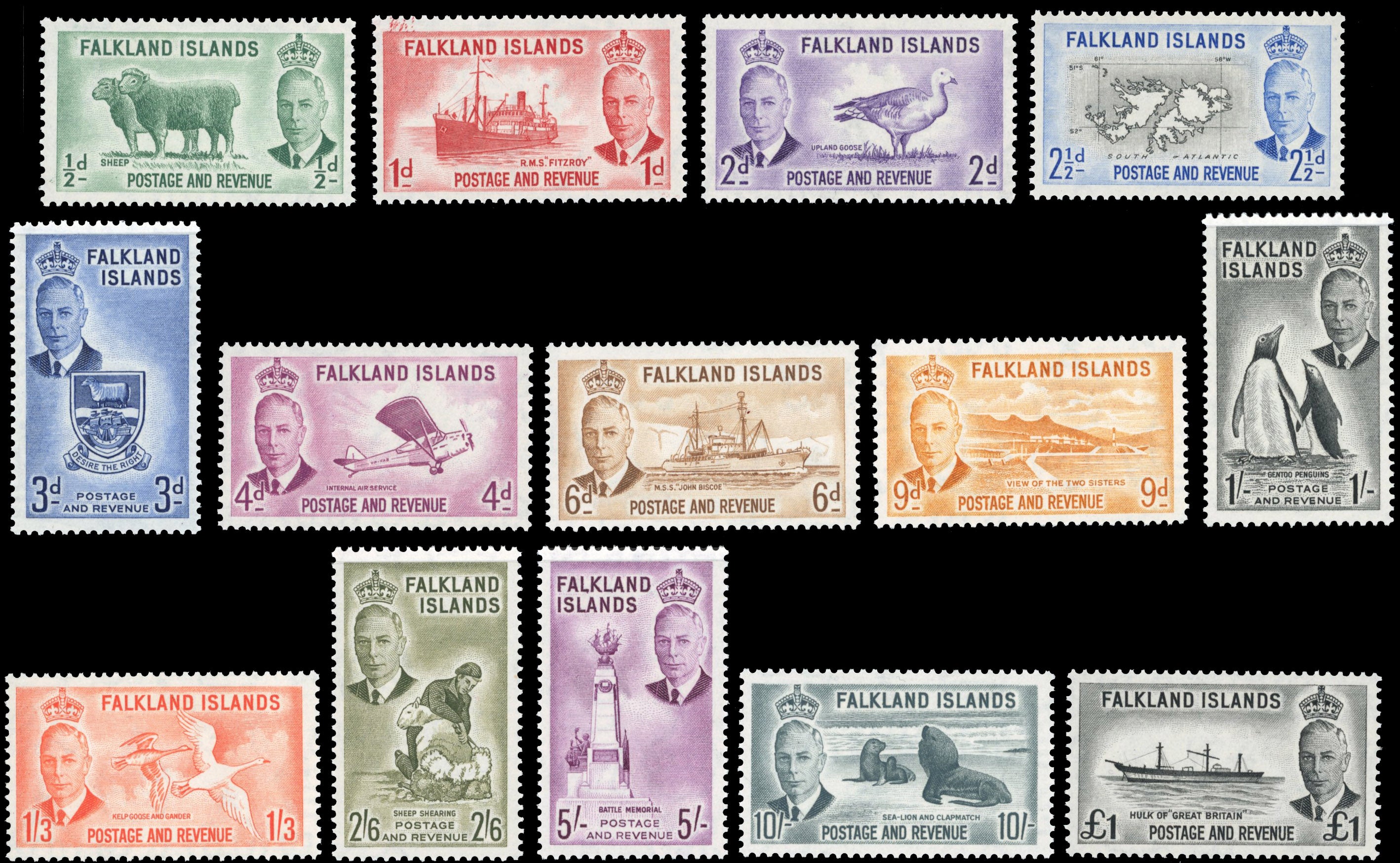 Falkland Islands SG 172/185 Unmounted Mint 1952 set of 14