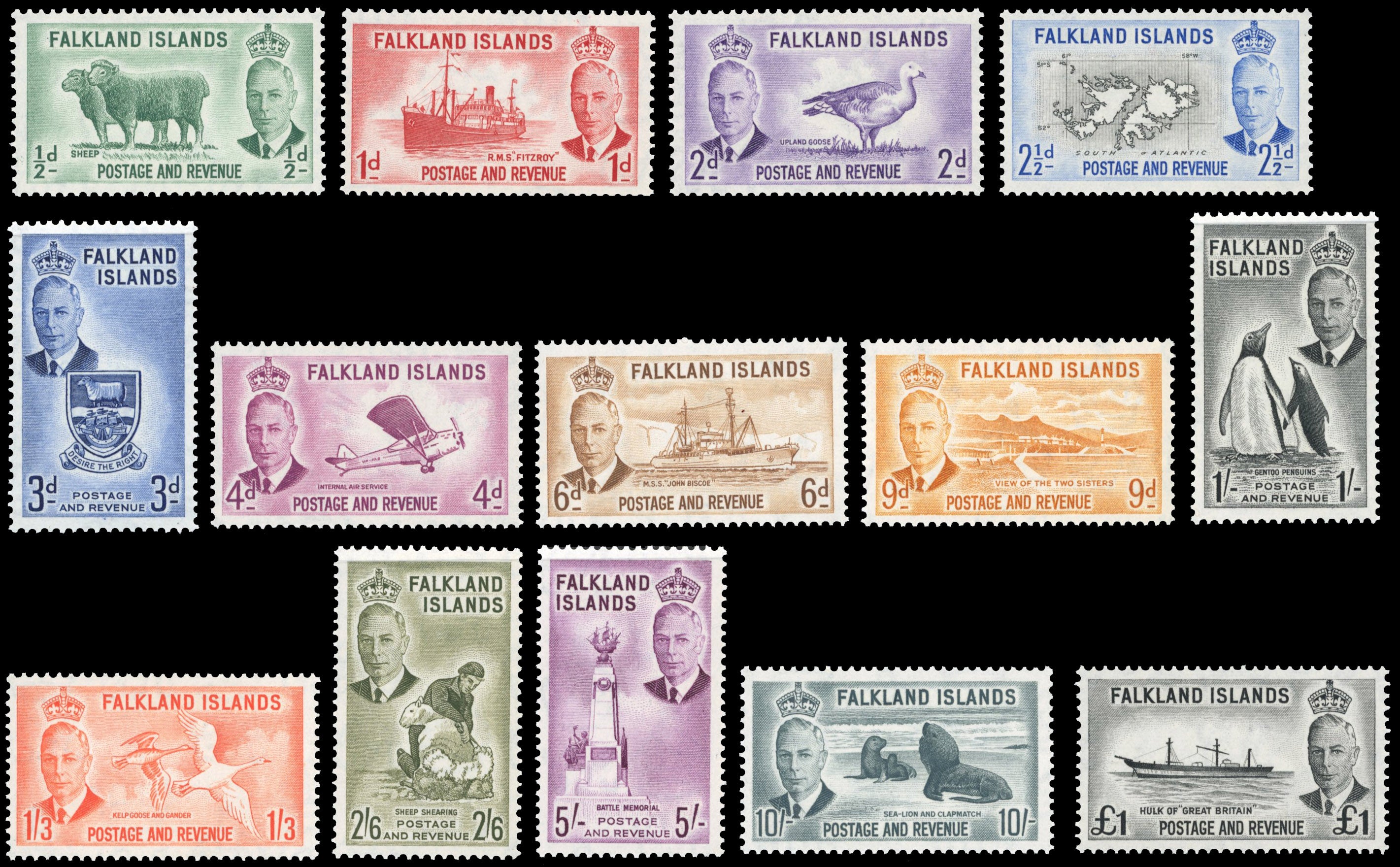 Falkland Islands SG 172/185 Unmounted Mint 1952 set of 14