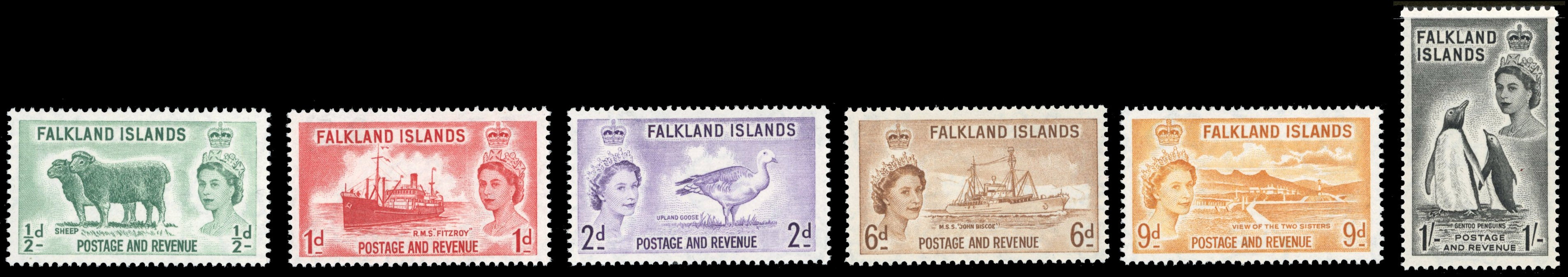 Falkland Islands SG 187/192 Unmounted Mint 1955-57 QEII set of 6
