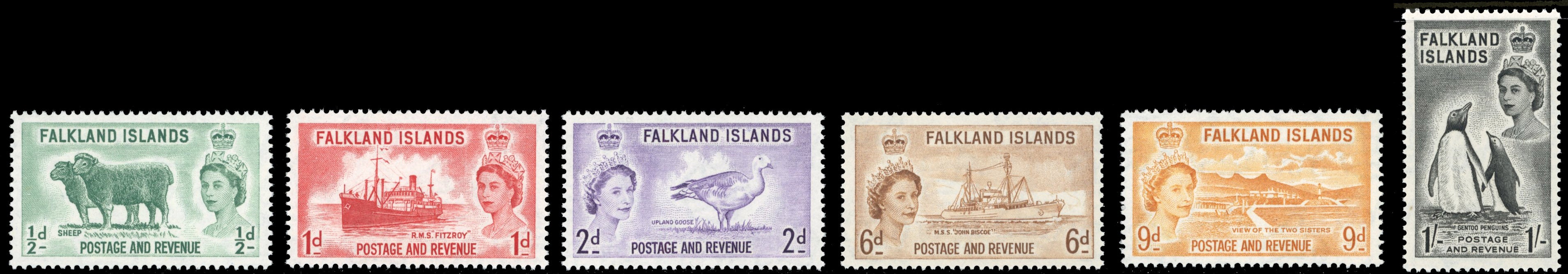 Falkland Islands SG 187/192 Unmounted Mint 1955-57 QEII set of 6