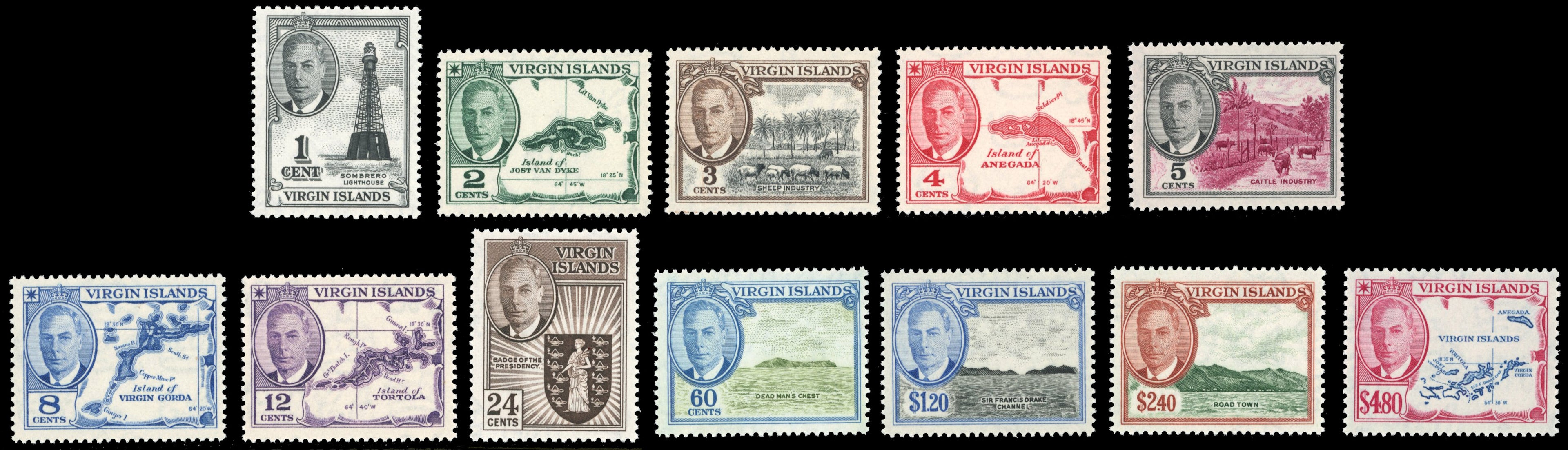British Virgin Islands SG 136/147 Unmounted Mint 1952 KGVI set of 12