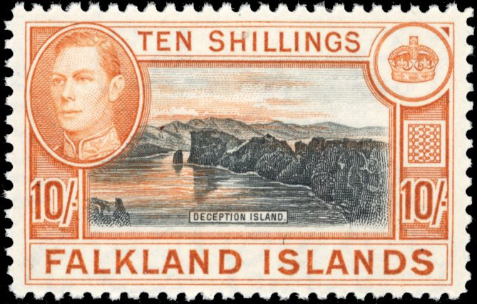 Falkland Islands SG 162a Unmounted Mint 1938-50 10s black and light orange