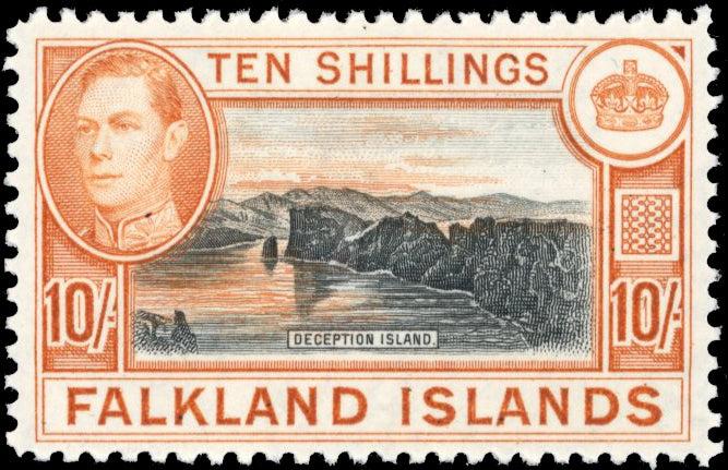 Falkland Islands SG 162a Unmounted Mint 1938-50 10s black and light orange