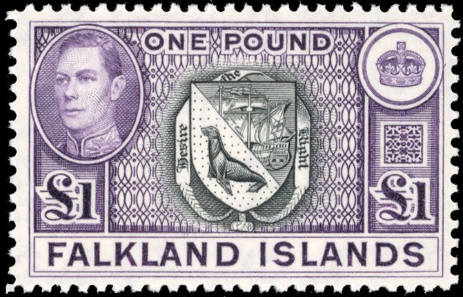 Falkland Islands SG 163 var Unmounted Mint 1938-50 £1 black and reddish violet