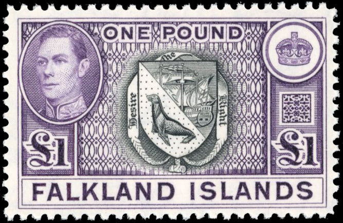 Falkland Islands SG 163 var Unmounted Mint 1938-50 £1 black and reddish violet
