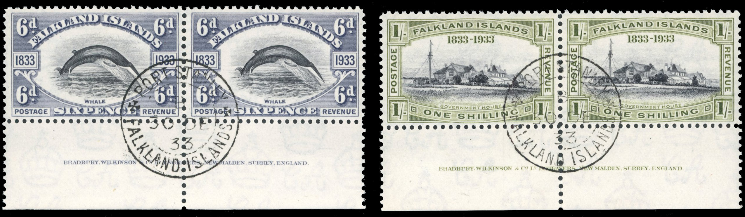 Falkland Islands SG 127/134 Used 1933 Centenary set to 1s