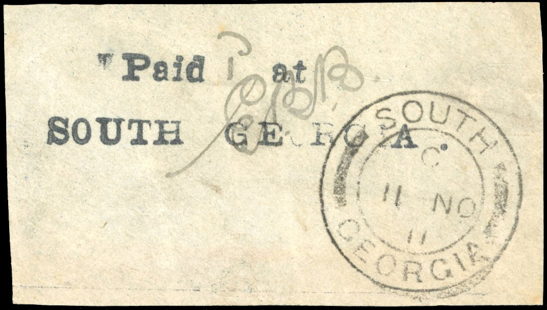 Falkland Islands Dependencies SG PH1 Used 1911-12 Paid at South Georgia provisional handstamp