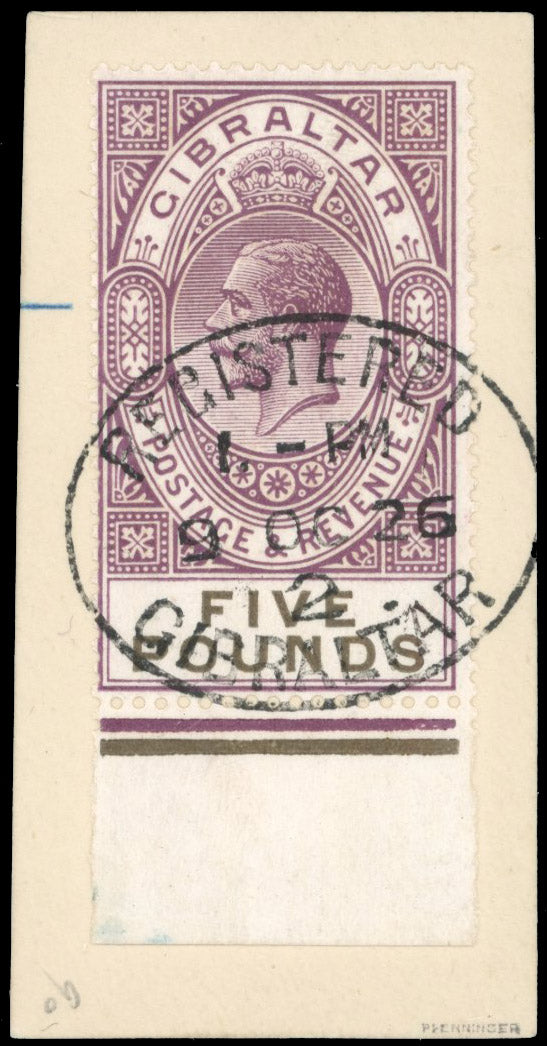 Gibraltar SG 108 Used 1925-32 £5 violet and black