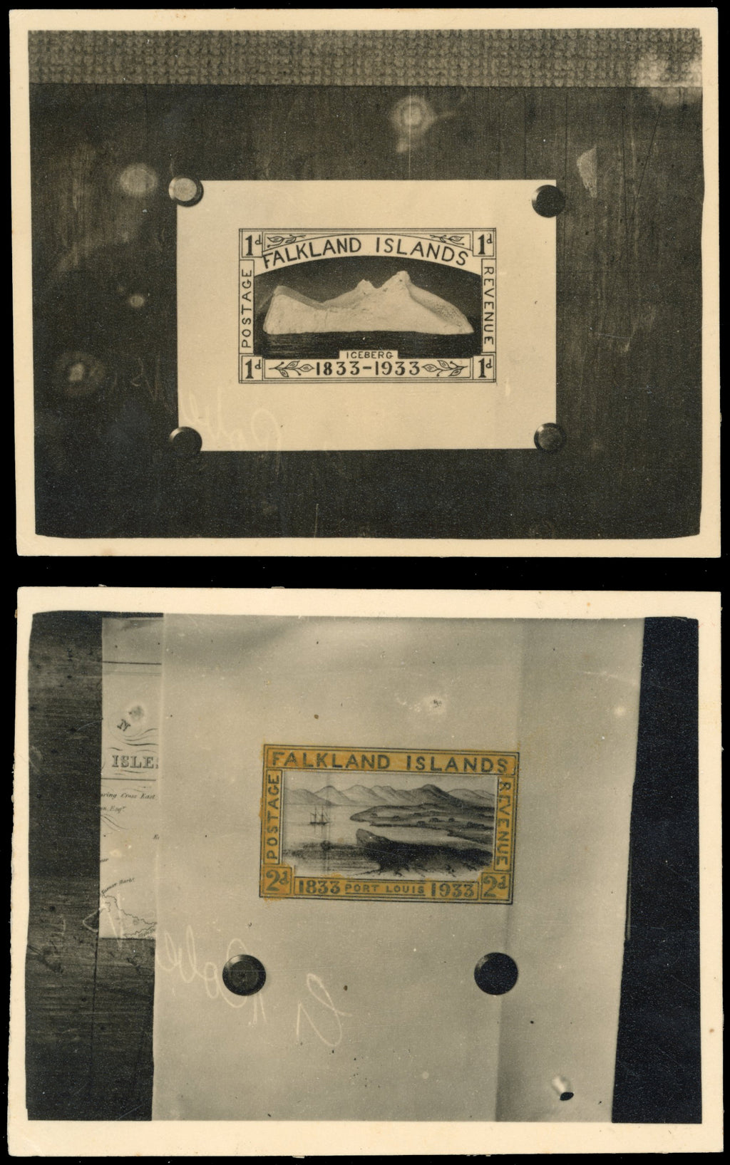 Falkland Islands SG 128, 130/32, 134, 137 Essay 1933 Centenary group of 6 photographically produced essays