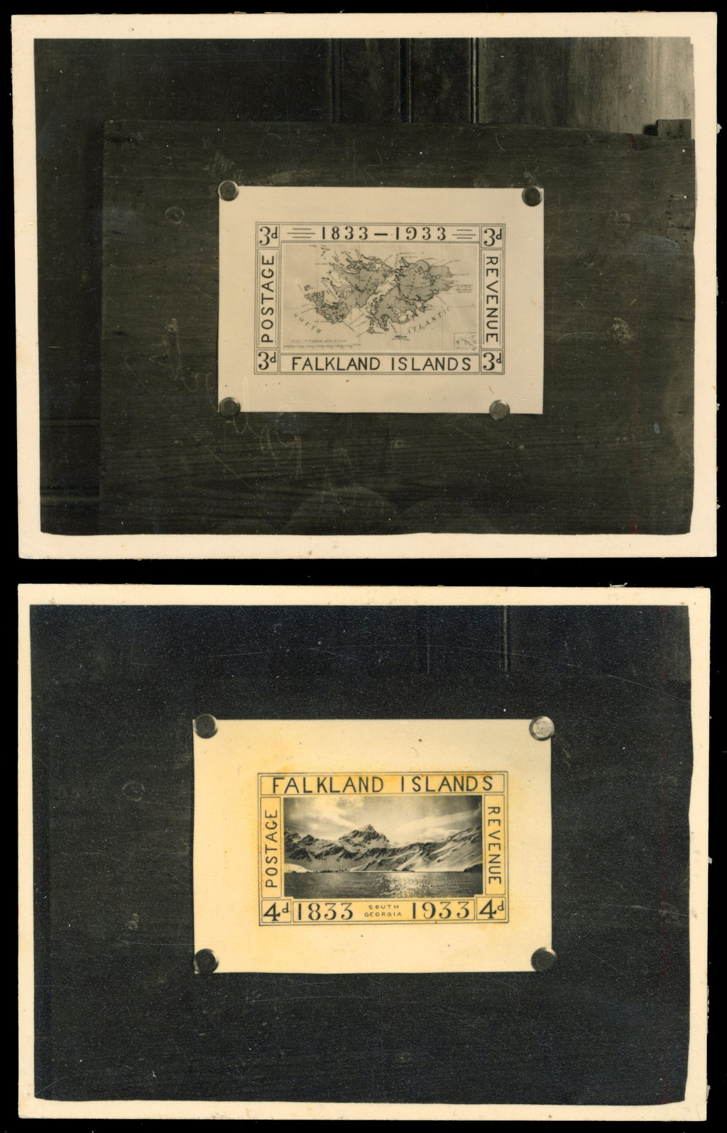 Falkland Islands SG 128, 130/32, 134, 137 Essay 1933 Centenary group of 6 photographically produced essays