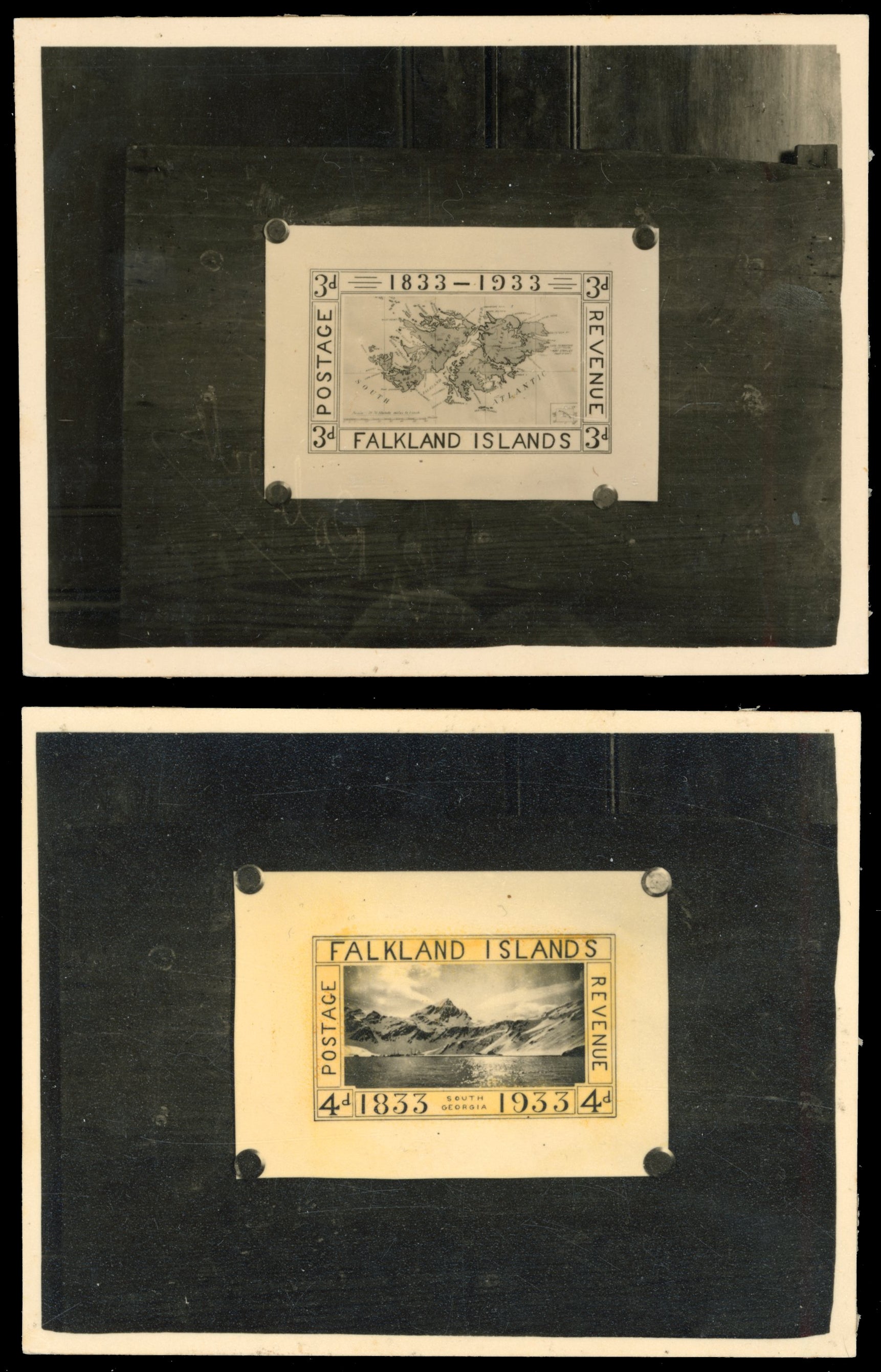 Falkland Islands SG 128, 130/32, 134, 137 Essay 1933 Centenary group of 6 photographically produced essays