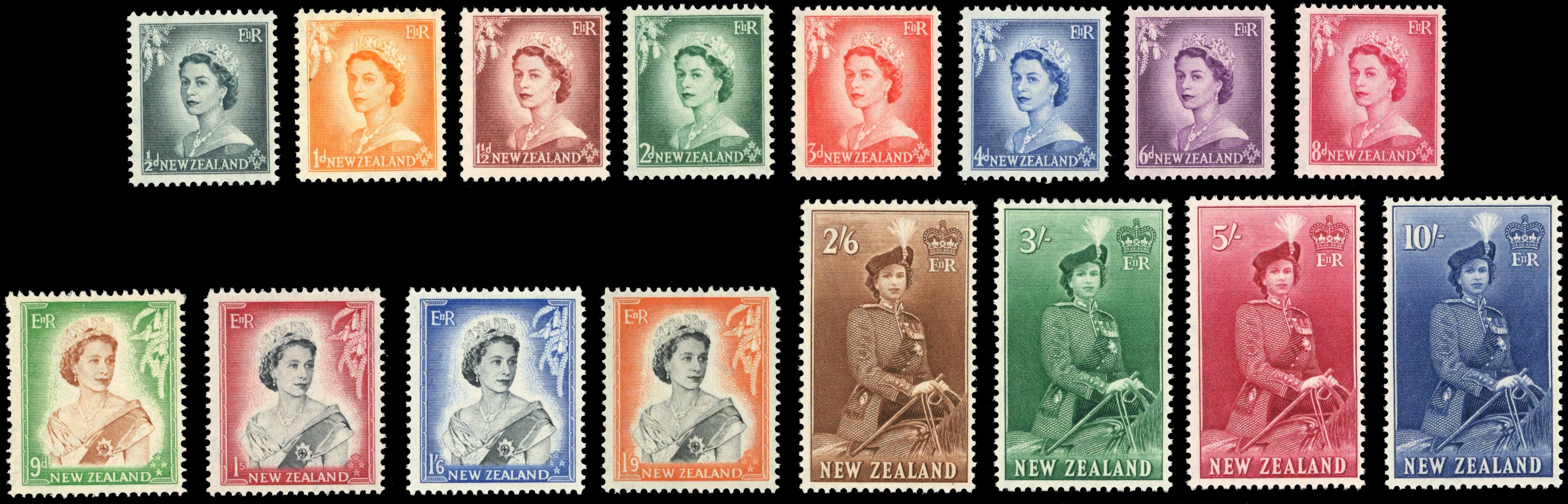 New Zealand SG 723/36 Unmounted Mint 1953-59 QEII set of 16