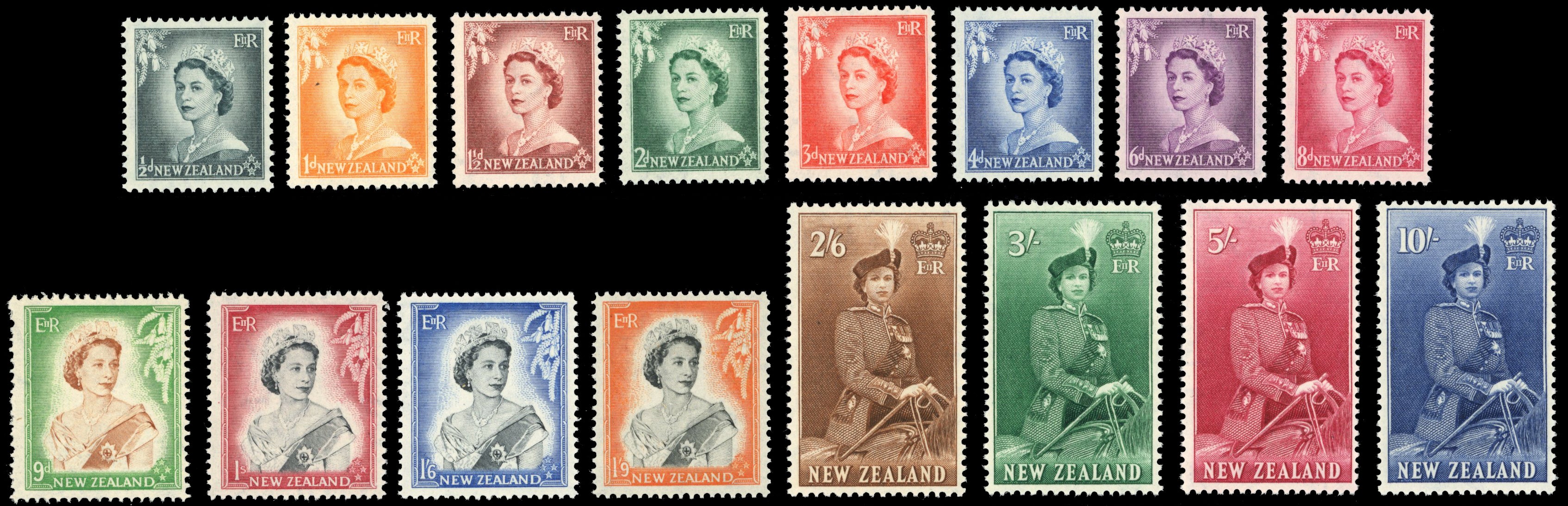 New Zealand SG 723/36 Unmounted Mint 1953-59 QEII set of 16