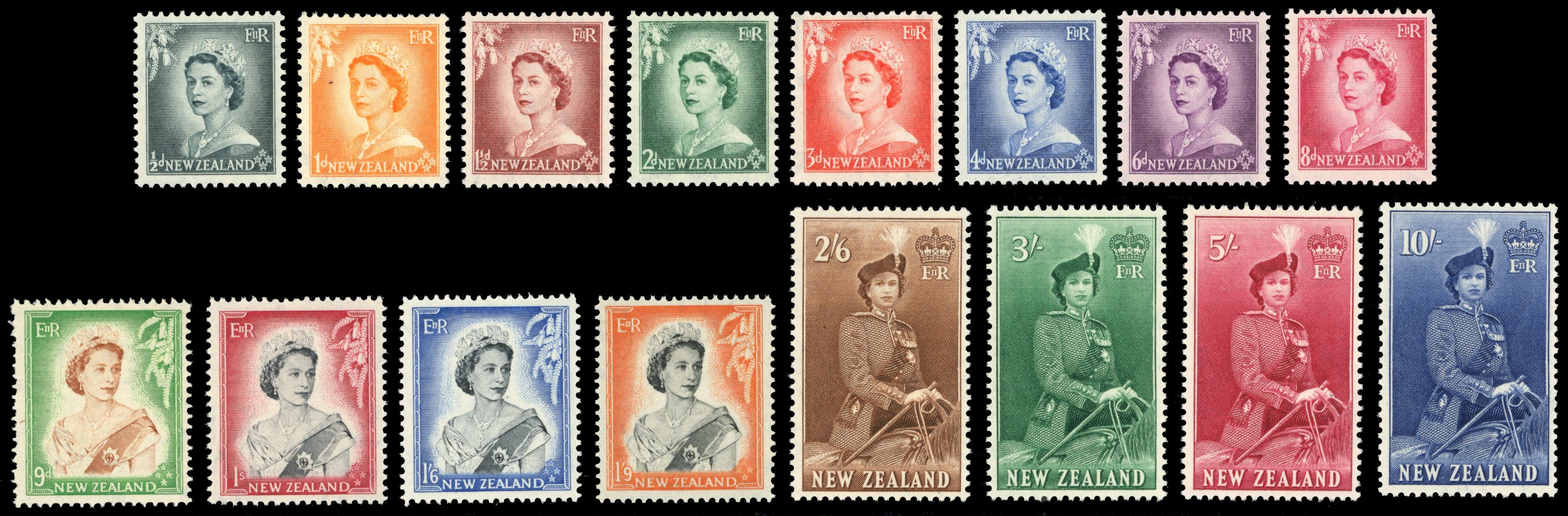 New Zealand SG 723/36 Unmounted Mint 1953-59 QEII set of 16
