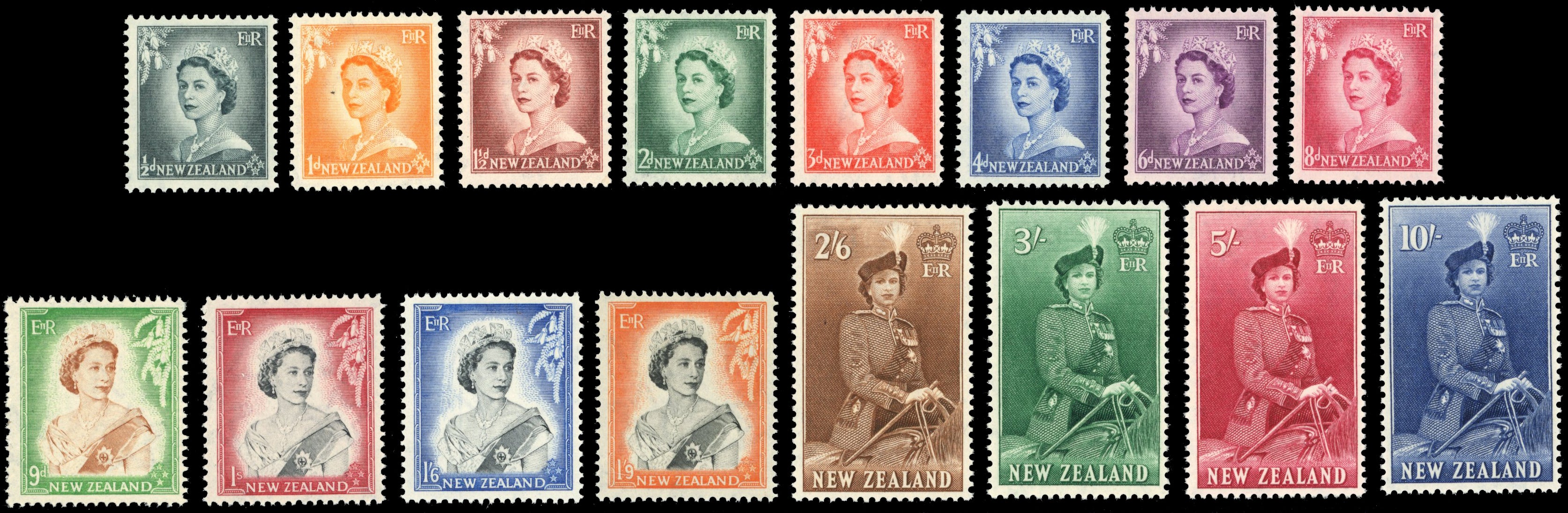 New Zealand SG 723/36 Unmounted Mint 1953-59 QEII set of 16