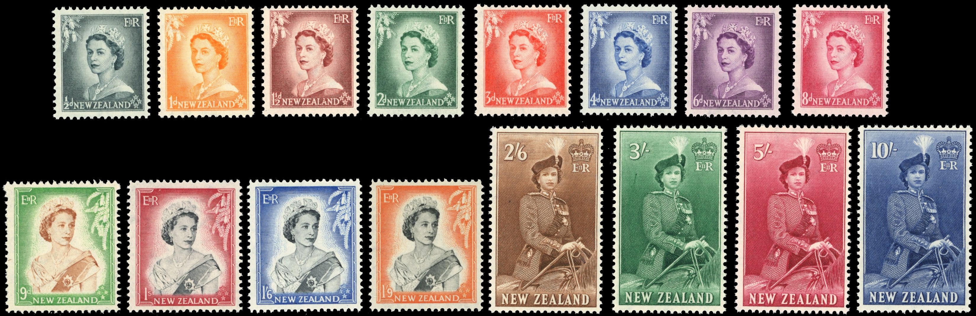 New Zealand SG 723/36 Unmounted Mint 1953-59 QEII set of 16