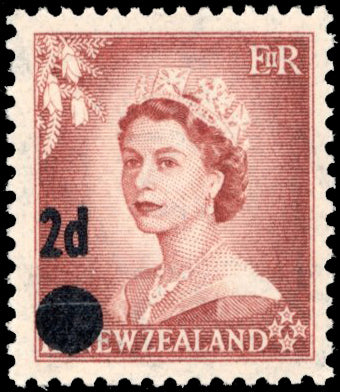 New Zealand SG 763b Unmounted Mint 1958 2d on 1½d brown-lake error surcharge on SG 725