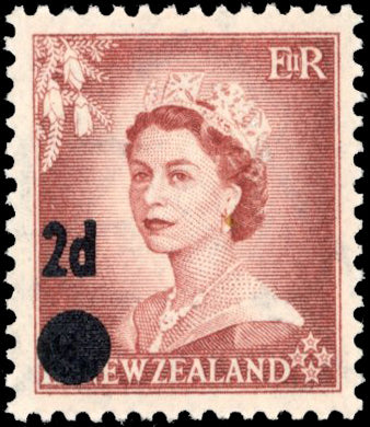 New Zealand SG 763b Unmounted Mint 1958 2d on 1½d brown-lake error surcharge on SG 725