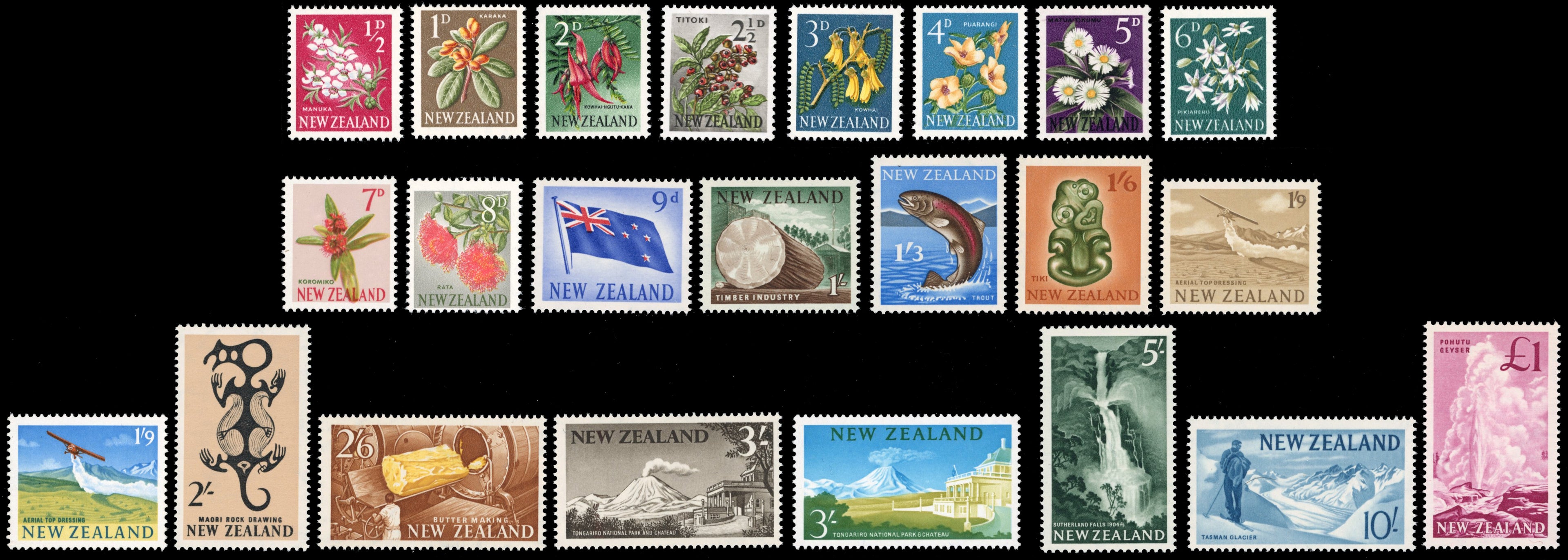 New Zealand SG 781/802 Unmounted Mint 1960-66 set of 23