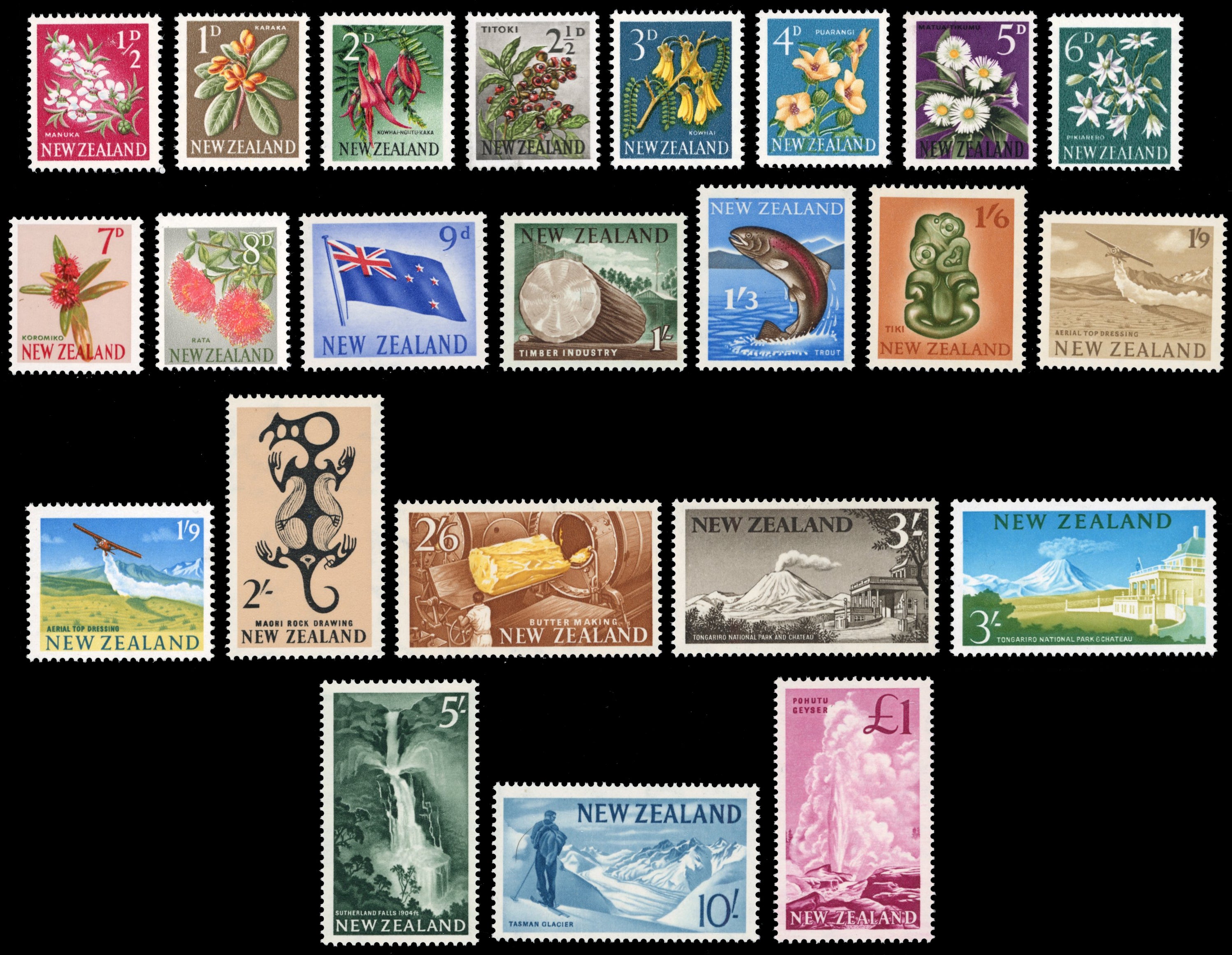 New Zealand SG 781/802 Unmounted Mint 1960-66 set of 23