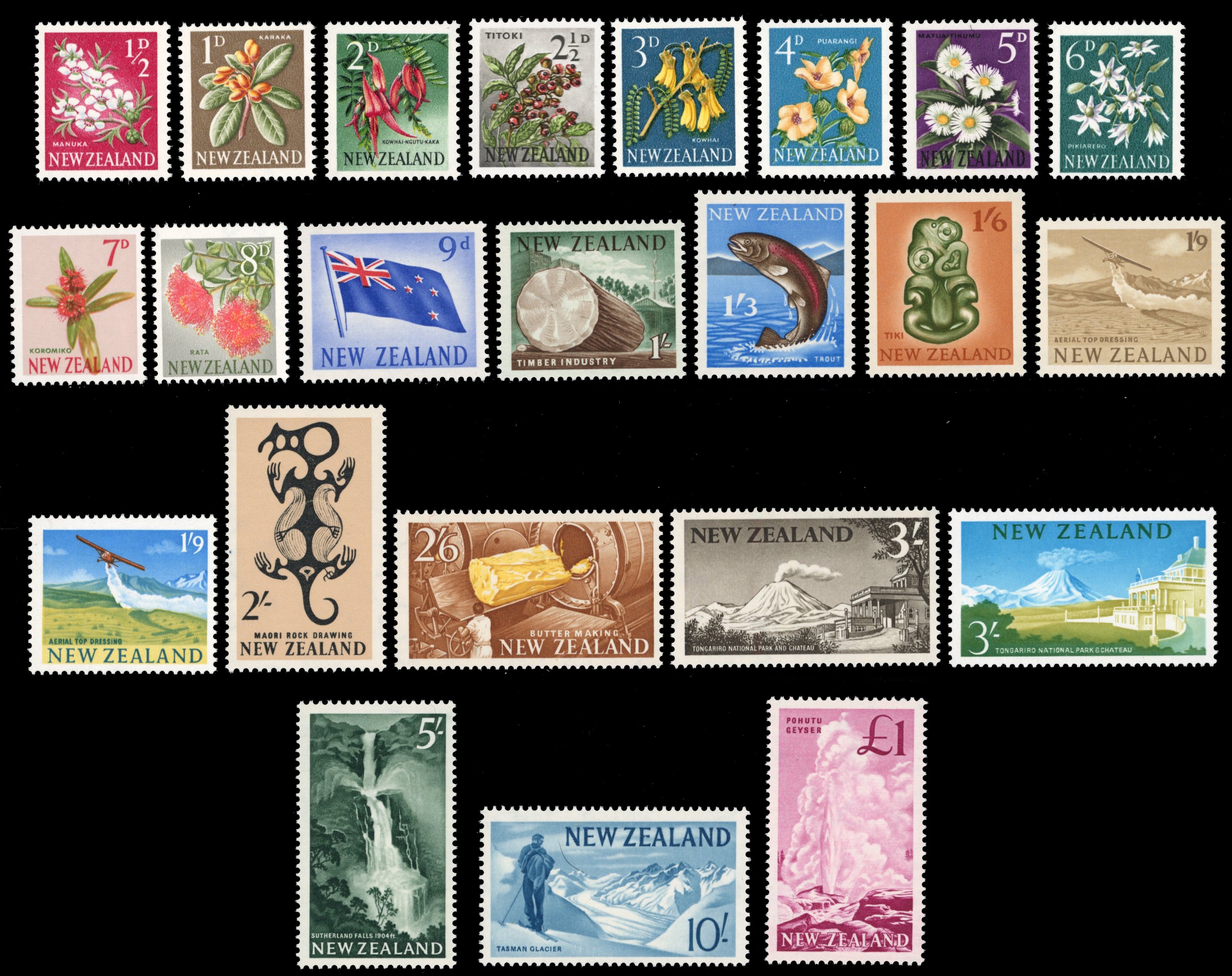 New Zealand SG 781/802 Unmounted Mint 1960-66 set of 23