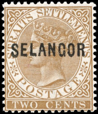 Malaya Selangor SG 3 Unmounted Mint 1881-82 2c brown type 3 overprint