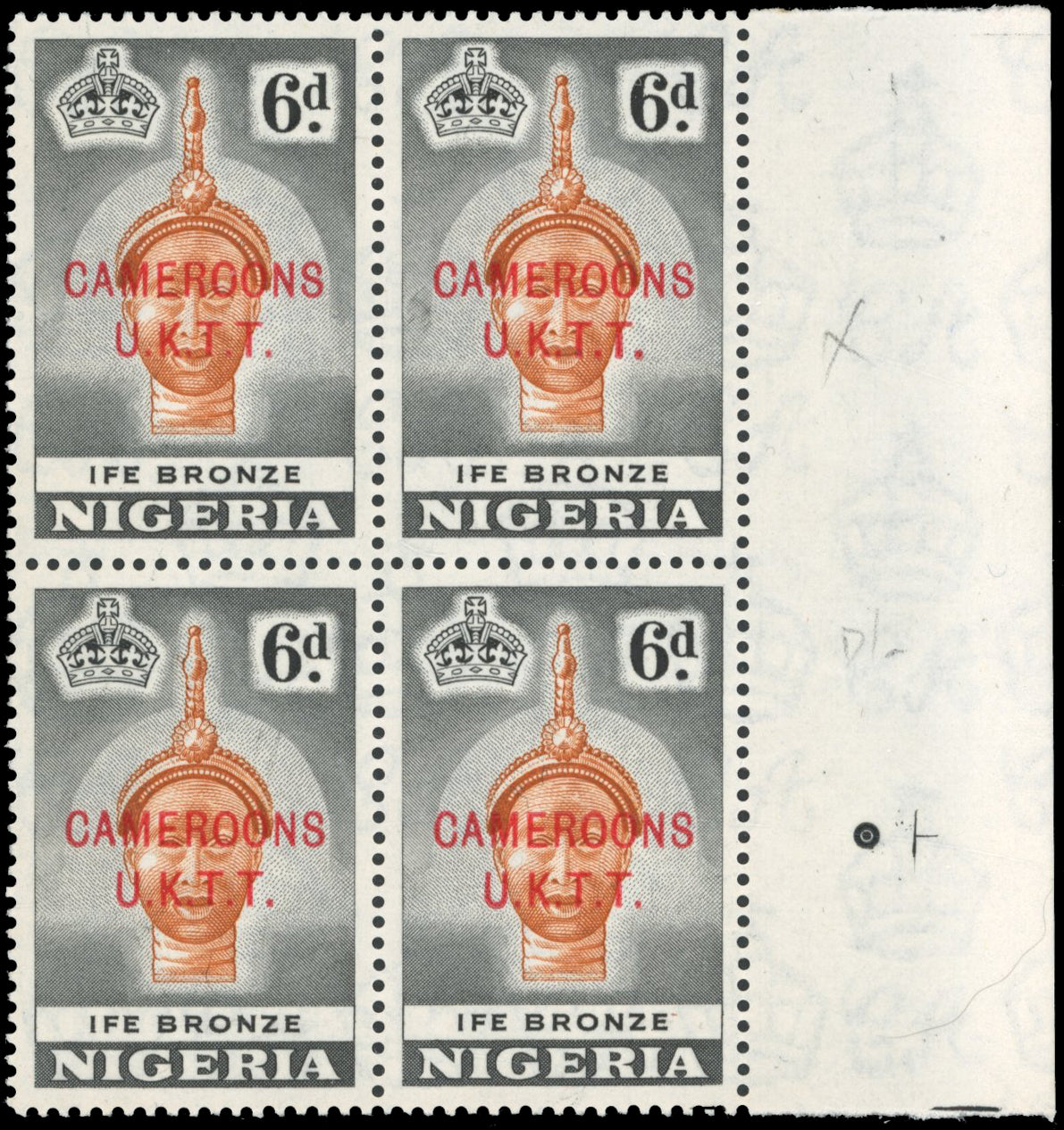 Cameroon SG 17ab Unmounted mint 1960-61 6d Ife Bronze with Major retouch variety