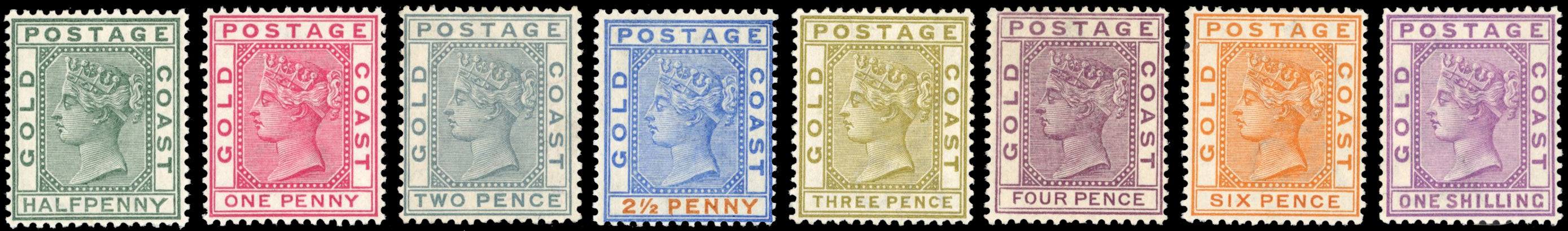Gold Coast SG 11/18a Mint 1884-91 set to 1s