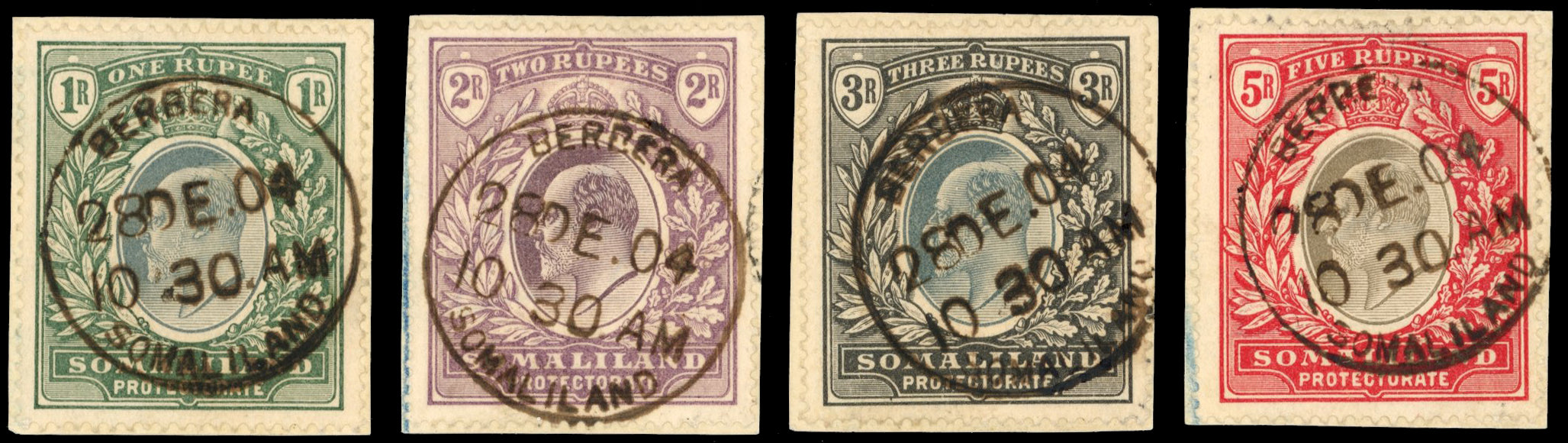 Somaliland SG 41/44 Used 1904 KEVII 1r to 5r