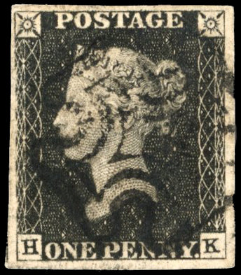 Great Britain SG 2 plate 6 Used 1840 1d black lettered HK