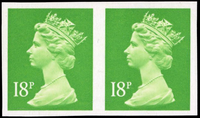 Great Britain SG X913a Unmounted Mint 1971-96 18p bright green imperf pair